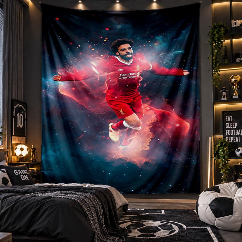 Wandtapijt Mohamed Salah Print Doek voor Woonkamer Slaapkamer Huisdecoratie
