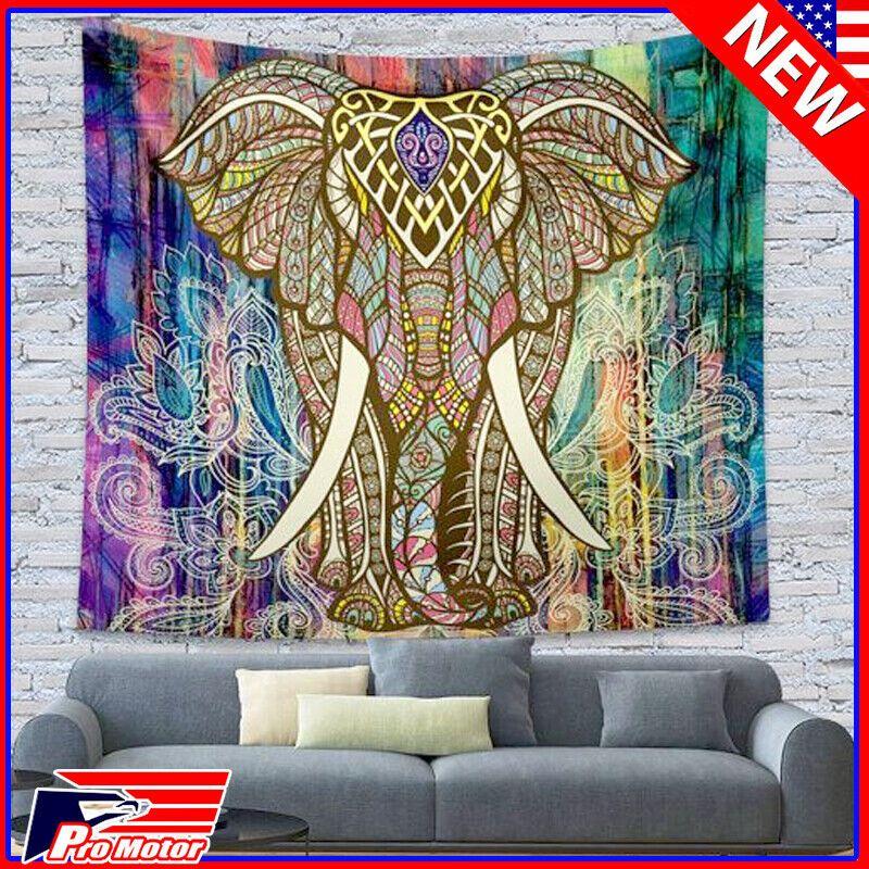 Tapestry Indian Elephant Mandala Meditation 75x100