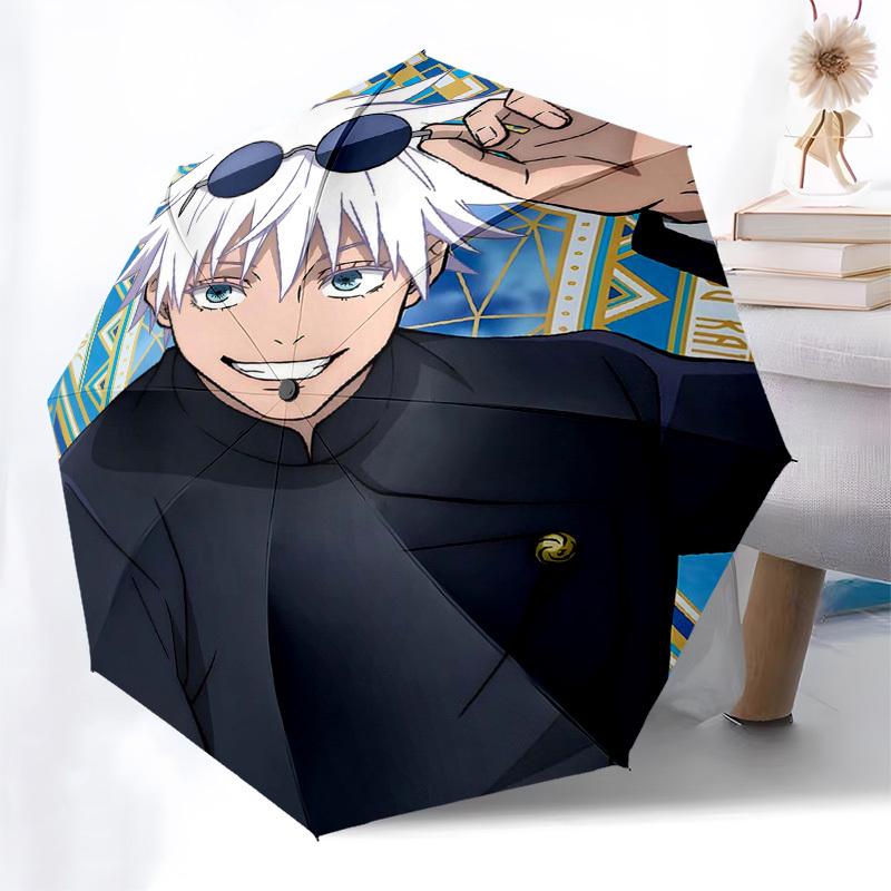 1pc Jujutsu Kaisen Satoru Gojo Inspired Umbrella Auto Open Close Folding Design, 8-Bone Iron Frame Outdoor Umbrella, Festival Gift for Fans, Travelers
