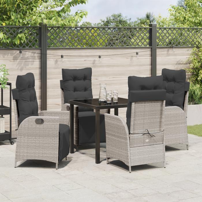VidaXL Ensemble de salle à manger de jardin 5 pièces gris clair en poly rattan 3380569