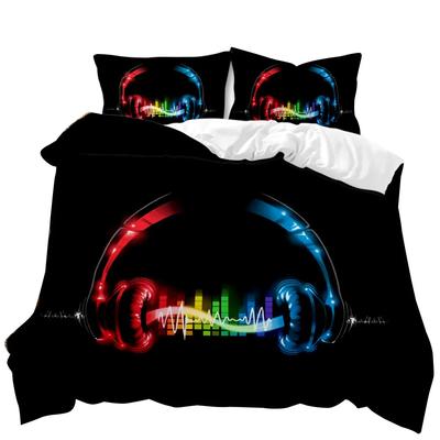 Music Duvet Cover Set Cool Colorful Headset Bedding Set Kids Boys Girls Bedding Set Music Queen King Size Polyester Qulit Cover