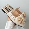 Fashion Fashion Pleated Flower Flat Sandals Women Summer Comfort Soft Soled Faux Suede Designer Shoes Concise Non Slip Beach Casual Shoe