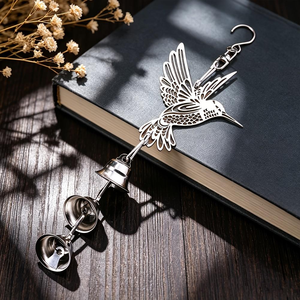 Boho Hummingbird Bell Wind Chime, Hollow Metal Bird Hanging Charm for Yard Decor & Housewarming Gift