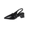 Comfort Shoes for Women Buckle Luxury Sandals Block Heels 2025 Summer Suit Female Beige Med Retro Fashion Chunky Girls