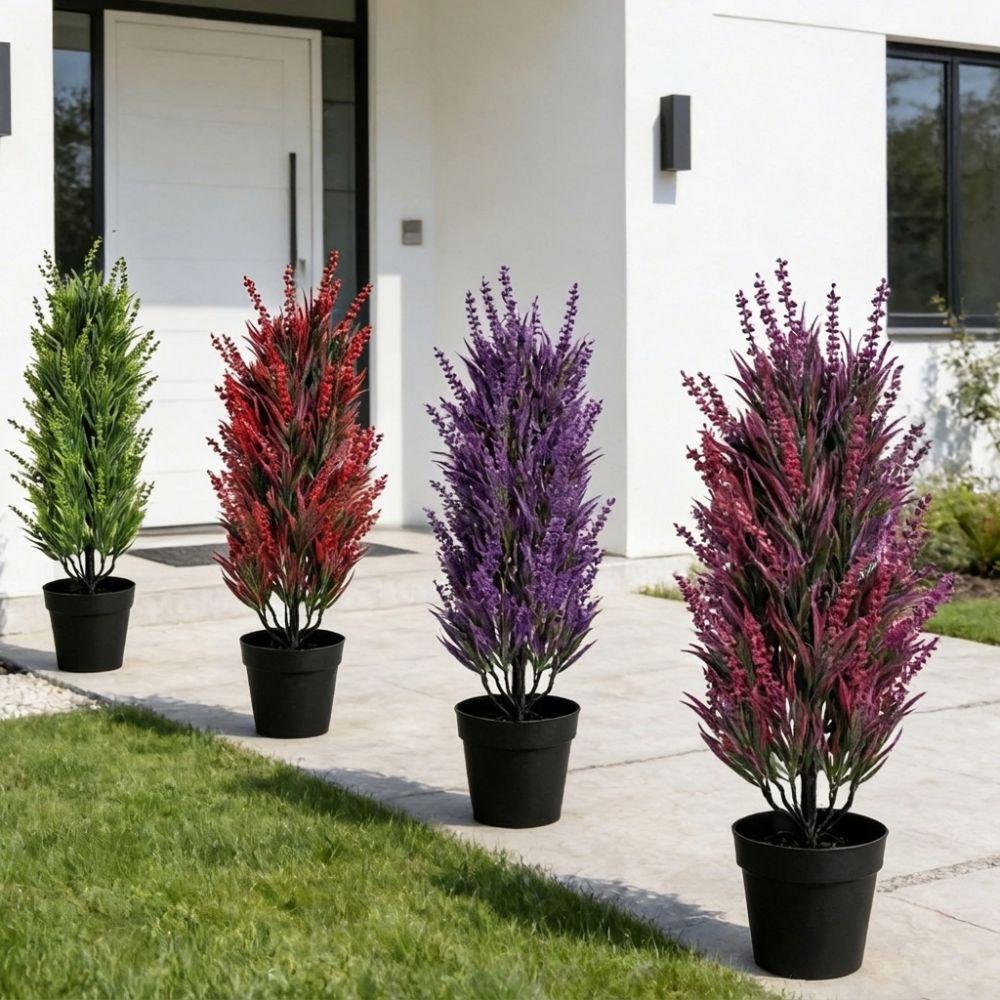 Bamboo Leaf Artificial Lavender Stake Flower No Fade Simulation Lavender Plant Patio Lawn