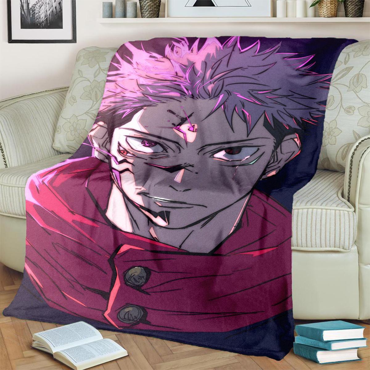 

Comfortable Jujutsu Kaisen Flannel Print Blanket for Bedrooms, Sofas, Beds, Chairs, Picnics, Travel 75x90cm
