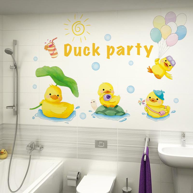 Cartoon Animal Little Yellow Duck Wall Sticker Bathroom Wall Decoration Waterproof and Moisture-proof Sticker Self Adhesive Wall Decals