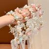 Fairy Girl Headband Bright Color Imitation Pearls Flower Decor Princess Hair Hoop Party Crown Hair