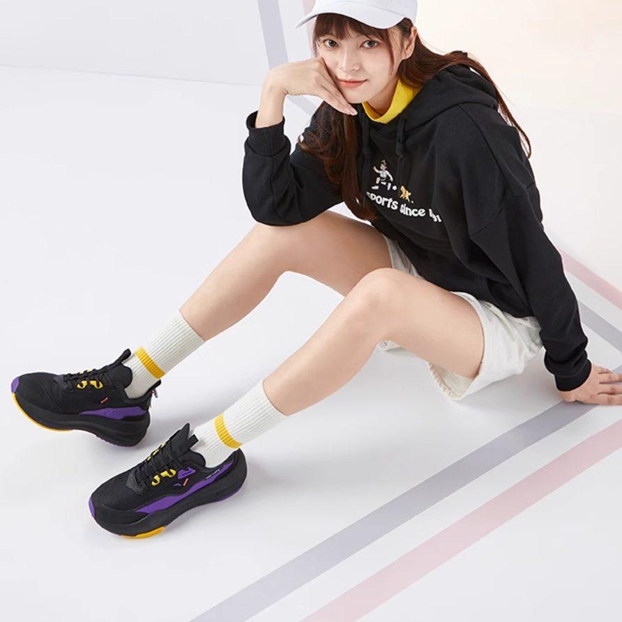 Anta C37 Series Casual Low top Skateboard Shoes Women's Black Purple Jade 922128081-10