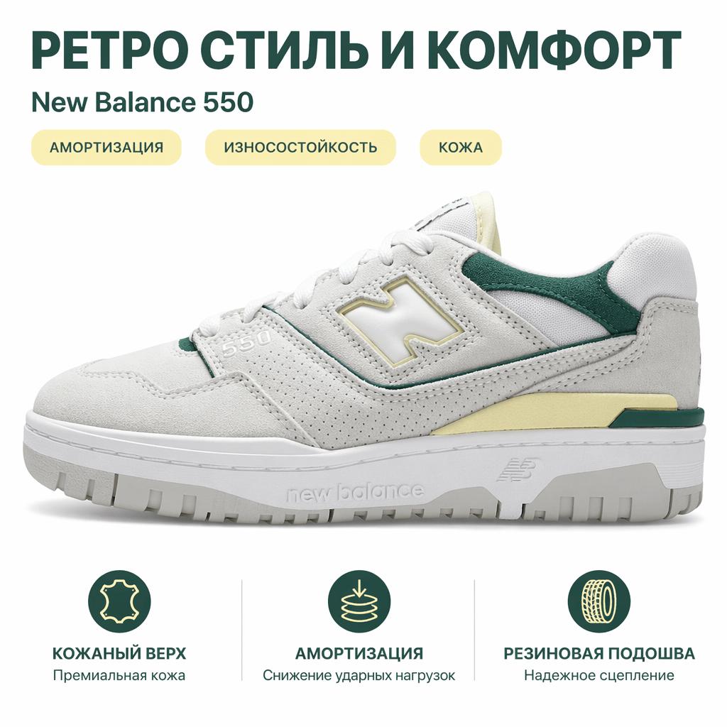 New Balance 550 Reflection Women Sneakers White Vintage-Teal Dawn-Glow BBW550AA