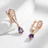 Shiny Purple Natural Zircon Drop Earrings For Women Trend  Rose Gold Color Bride Wedding Fine Jewelry Crystal Gift
