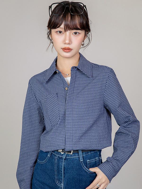 

Women s Loose Fit Long-Sleeve Plaid Shirt Coat S