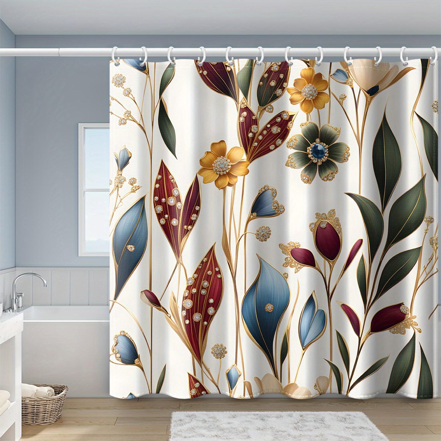 

Floral Curtain - Water-Resistant, 12 Hooks, Machine Washable, 71In, All-Season W90XH180cm