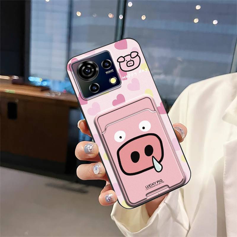 Card Slot TPU Phone Case For ZTE Blade V50 Vita Waterproof Protective Fashion Design Cartoon Cute Anti-knock Soft Case