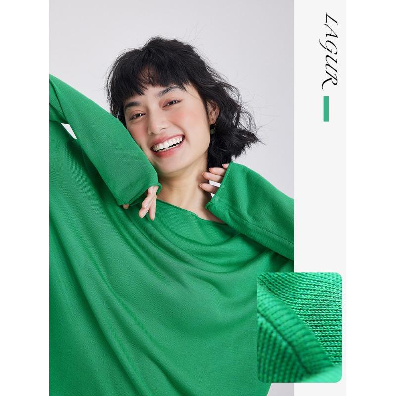 

Футболка с длинным рукавом Cool Sunscreen Тонкий топ Женский Новый Свободный Весна и Лето L (120-70 kg) лес зеленый