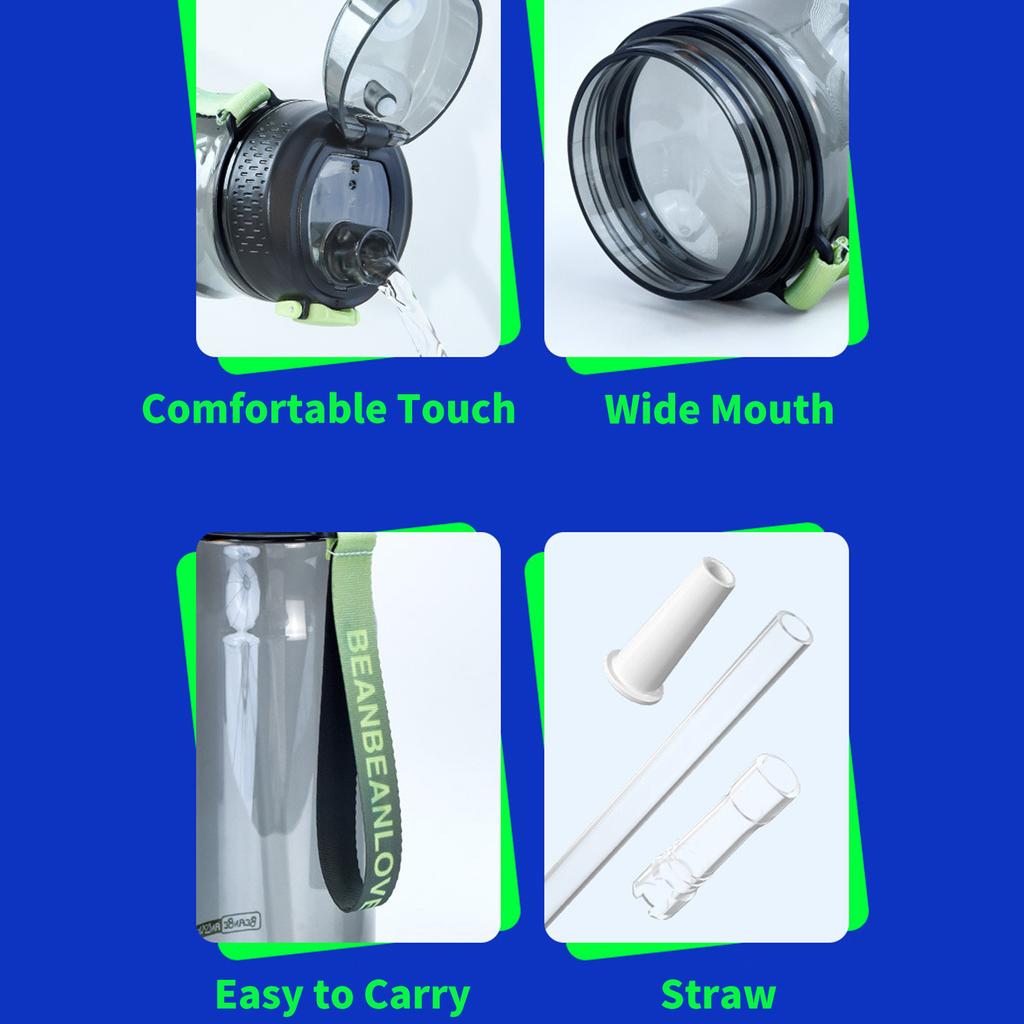 1 Liter Sports Water Bottle Large Capacity Men Women Summer Portable Plastic Bottle for Outdoor Travel Fitness Drinkware