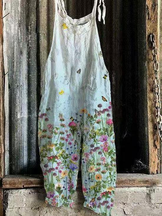 2025 Summer Retro Print Wide-Leg Women's Jumpsuit