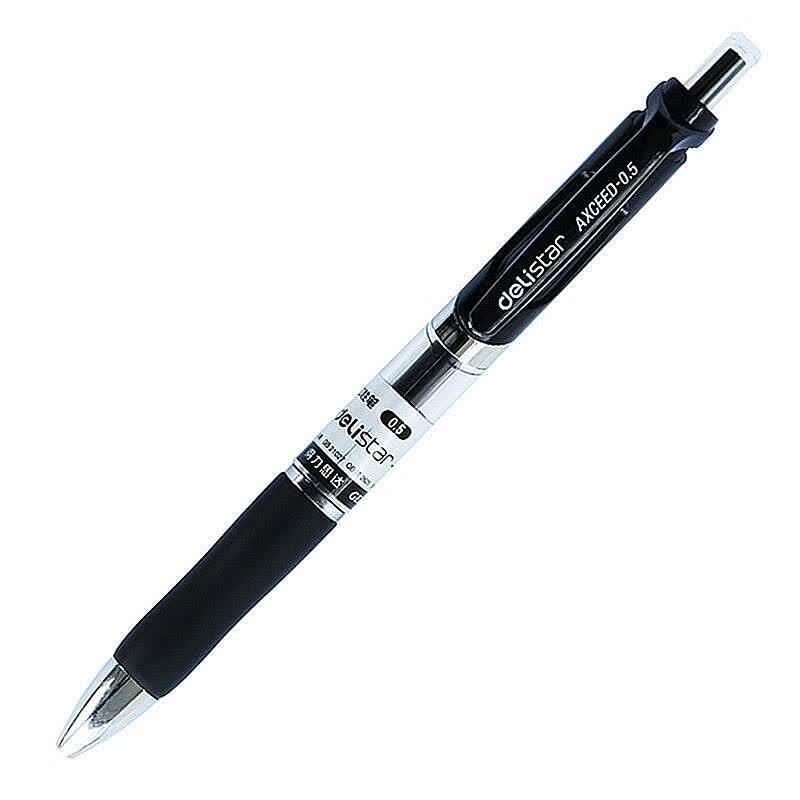 Deli S01 Black Retractable Gel Pen (12-pack)