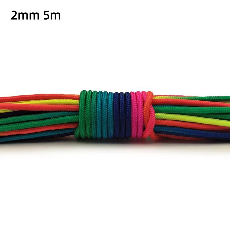 7 Strands Rainbow Paracord 2/3/4mm Parachute Rope Perfect for DIY Bracelet Making Backpacking Outdoor Survival Activities
