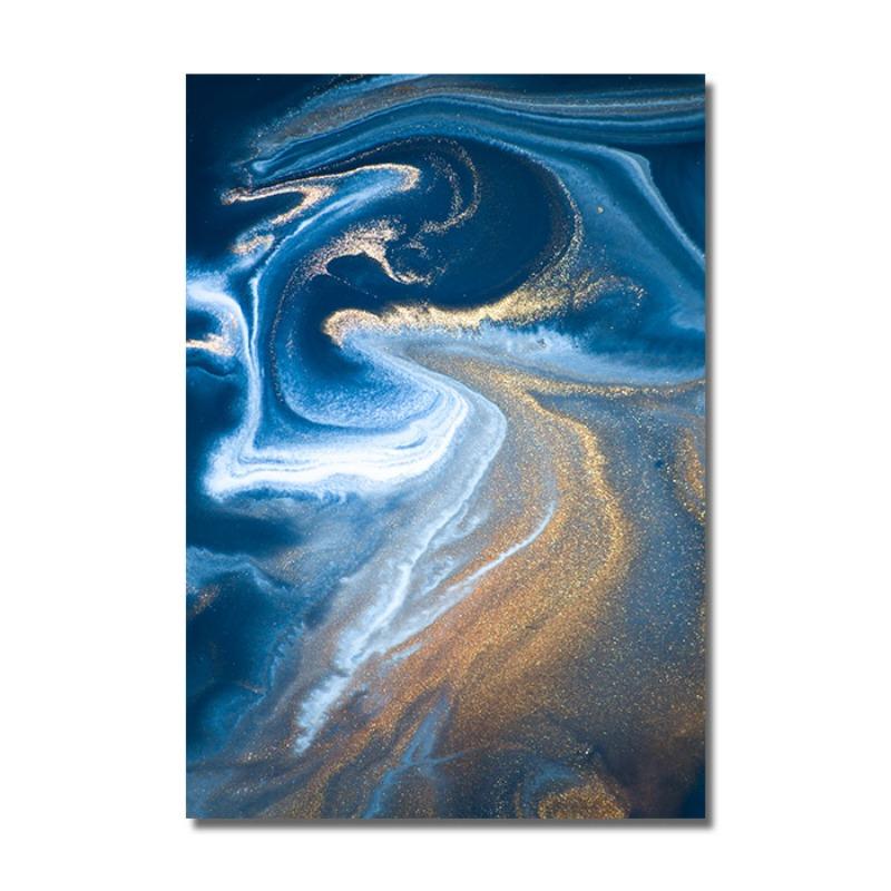 

Золотая синяя волна плакат абстрактная картина на холсте скандинавские постеры и принты настенные художественные картины для гостиной современный домашний декор 50x75cm No Frame джинсовый синий