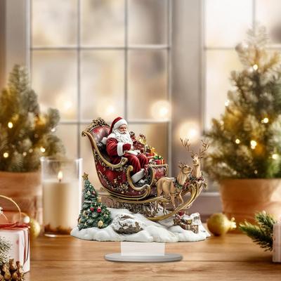 Ornement de traîneau du Père Noël en acrylique 2D Décoration de tableau d'affichage de fête de Noël 2025 Xmas Navidad Fournitures de fête
