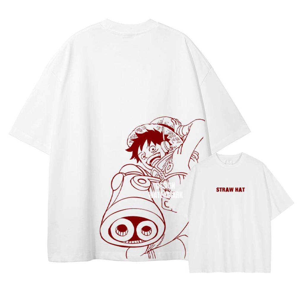 One Piece Straw Hat Pirates Unisex T-shirt 2026 Summer New Anime Double-sided Printed Casual Parent-child Short Sleeved Shirt 110