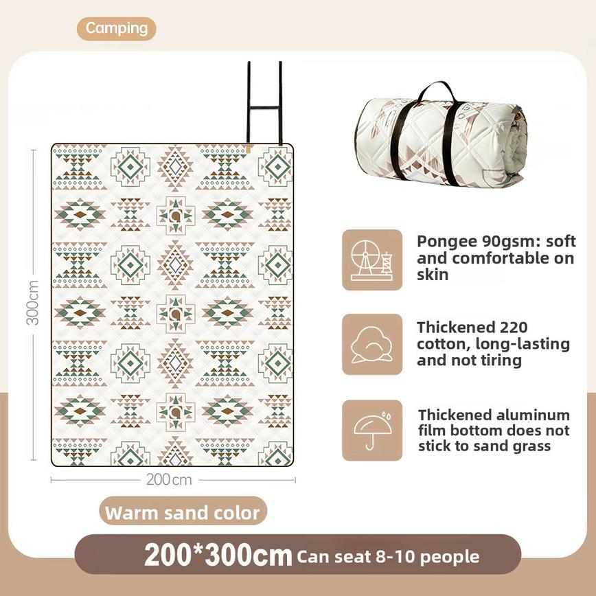 200x300 Outdoor Picnic Mat Lawn Mat Moisture-proof Camping Mat Large Machine Washable Thickened Double Sided Waterproof Placemat