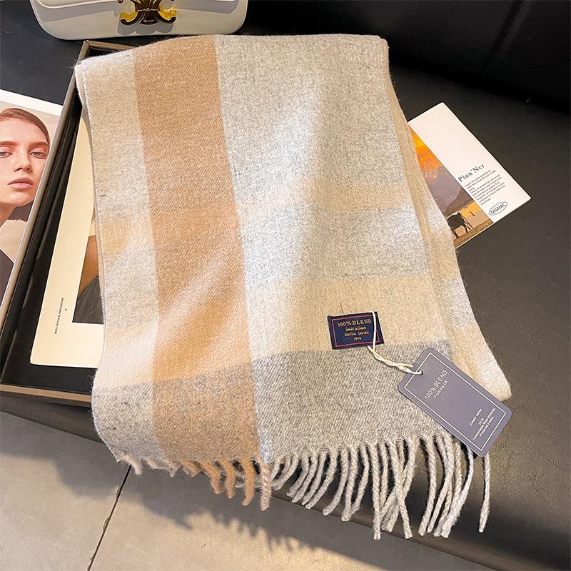 Black and gray imitation cashmere scarf men's autumn and winter plaid scarf high-end business high-end