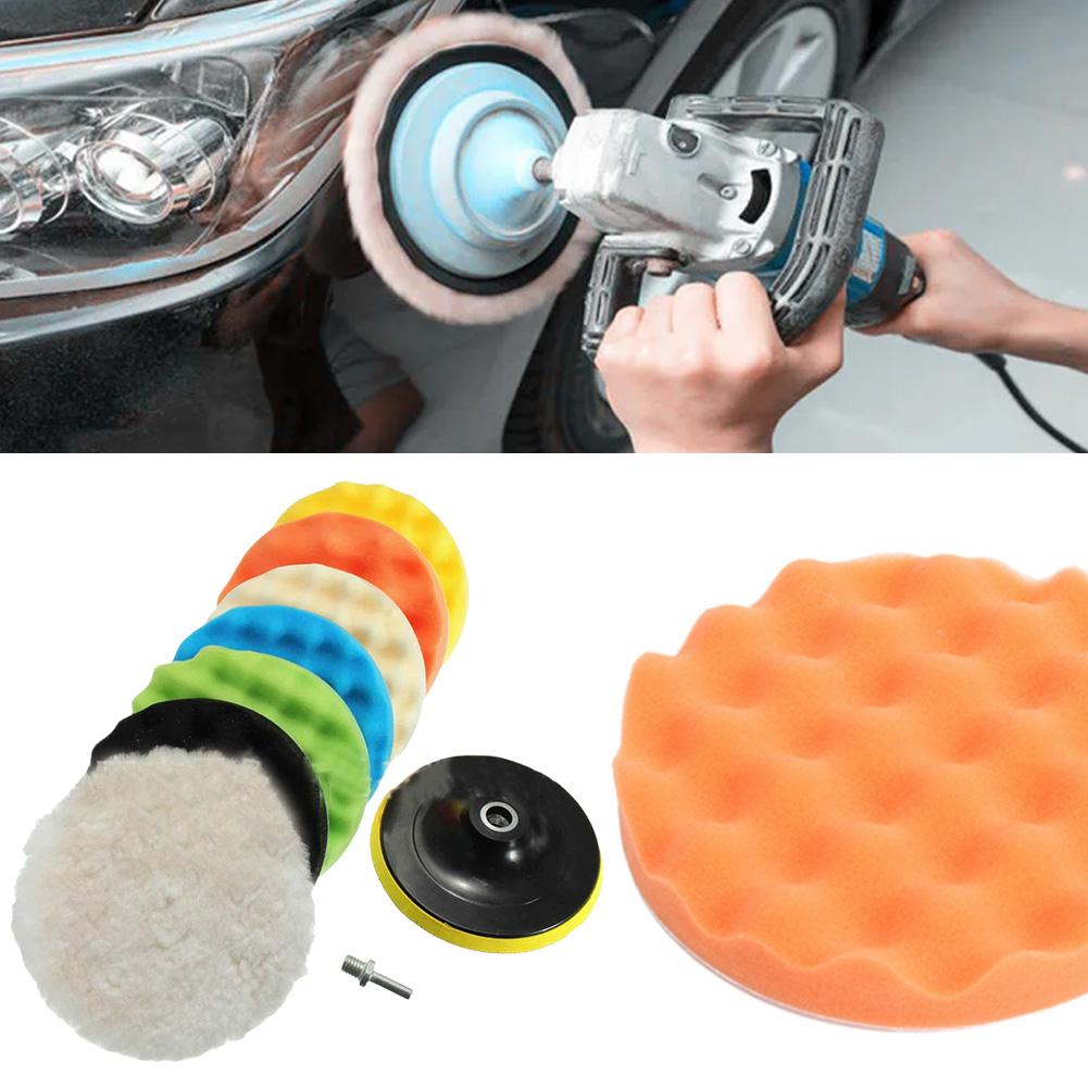 9pcs Car Sponge Polishing Disc Wheel Disc Pad Kit Polisher Drill Adapter Car Beauty Polishing Waxing Paint Care Tools 5inch
