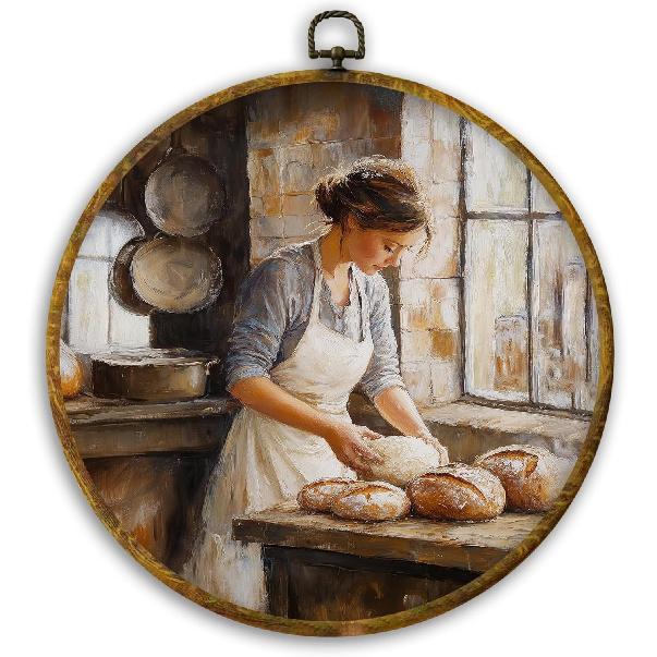 

CUANFDDSF Фруктовый натюрморт Вишня Круглая настенная живопись, Винтажная кухонная французская загородная фруктовая картина в раме, Подвесной настенный декор, Ретро коттеджкор холст Colour 08