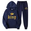 Couple Matching Hoodie Set King Queen Long Sleeve Tracksuit Men Women Casual Sportswear