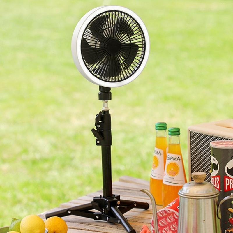 Portable Fan Rechargeable Electric Fan For Outdoor Camping Tent Cooler LED Light