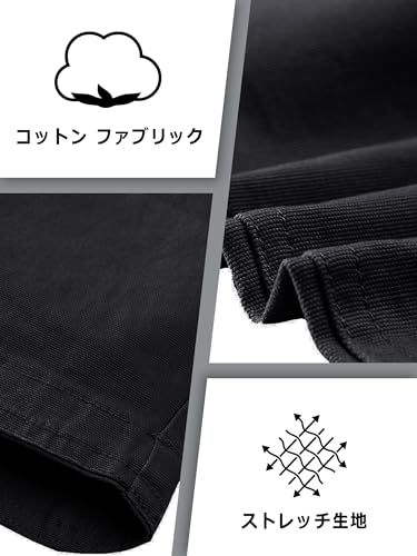 TACVASEN Heren 3D Cargo Broek, Multifunctioneel en Rekbaar, voor Fietsen en Werk, Effen Zwart, Maat 2XL