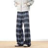Unisex Retro Plaid Lazy Pants: Loose, Straight-Leg, Slimming Wide-Leg Style