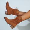 Fashion Women's Pleated Mid-heeled Ankle Boots for Women Autumn/winter Pointed Square Heel Design Comfortable Women's Boots Sizes 36-43