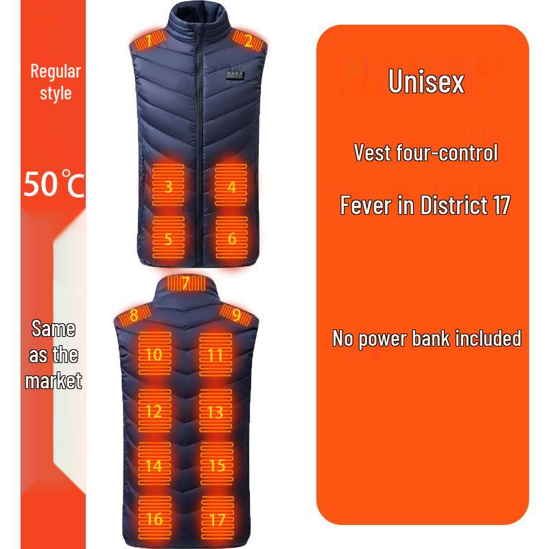 Four-Zone Temperature-Control Electric Heating Vest for Safe, Warmth
