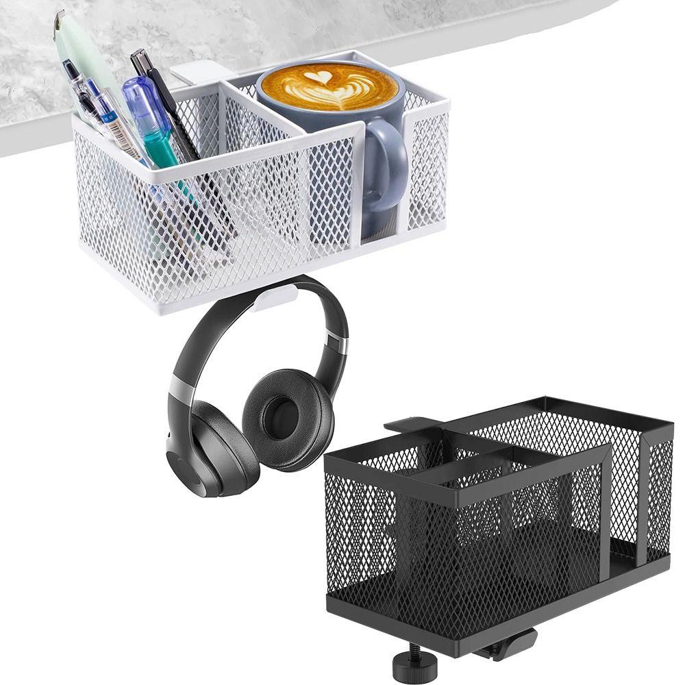 Metal Clip Under Desk Headphone Hanger Anti-Spill Earphone Storage Rack  Desktop Organizer