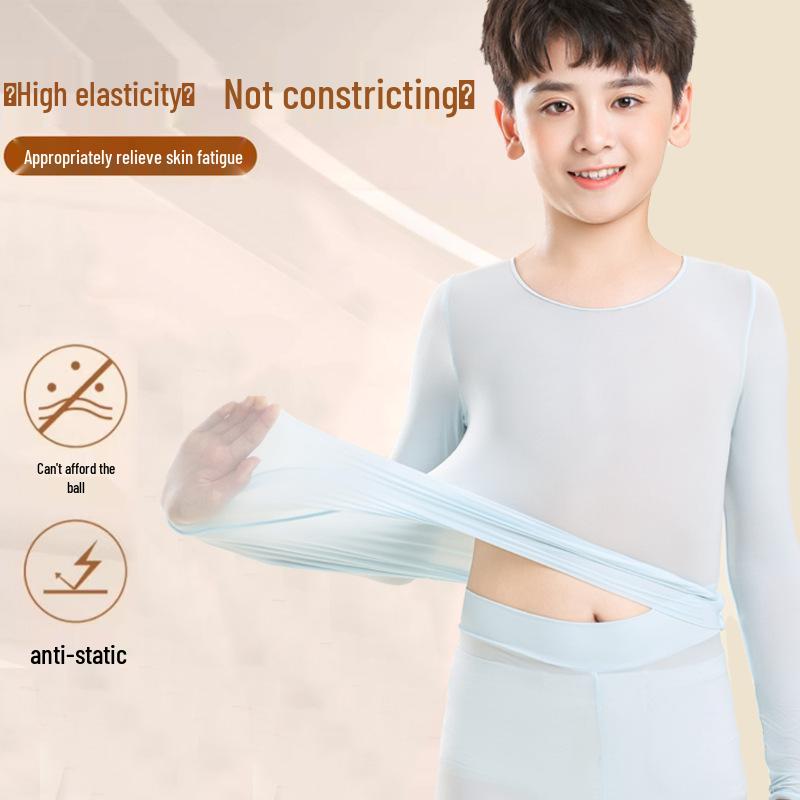 Unisex Children's Seamless Round Neck Base Layer for Warmth and Skin Beauty
