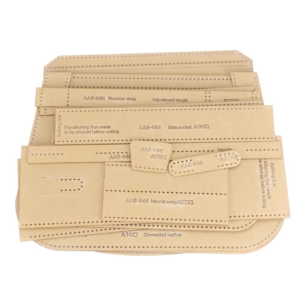 1 set fai da te per creare borsa a tracolla in pelle, set di modelli acrilici trasparenti con fori, stampo stencil da cucito