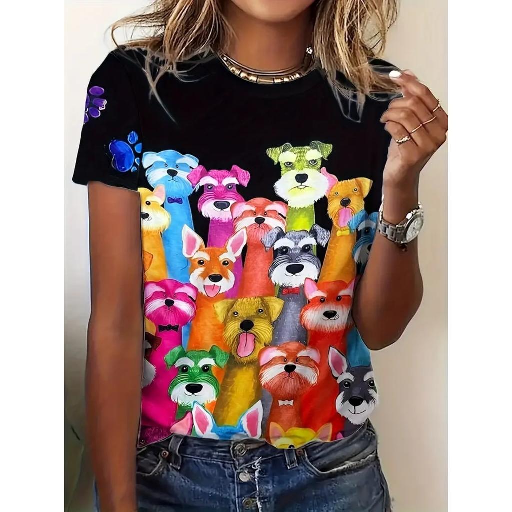 New T-shirts and cartoon printed oversized T-shirts loose summer tops 2025 fashion short-sleeved T-shirts