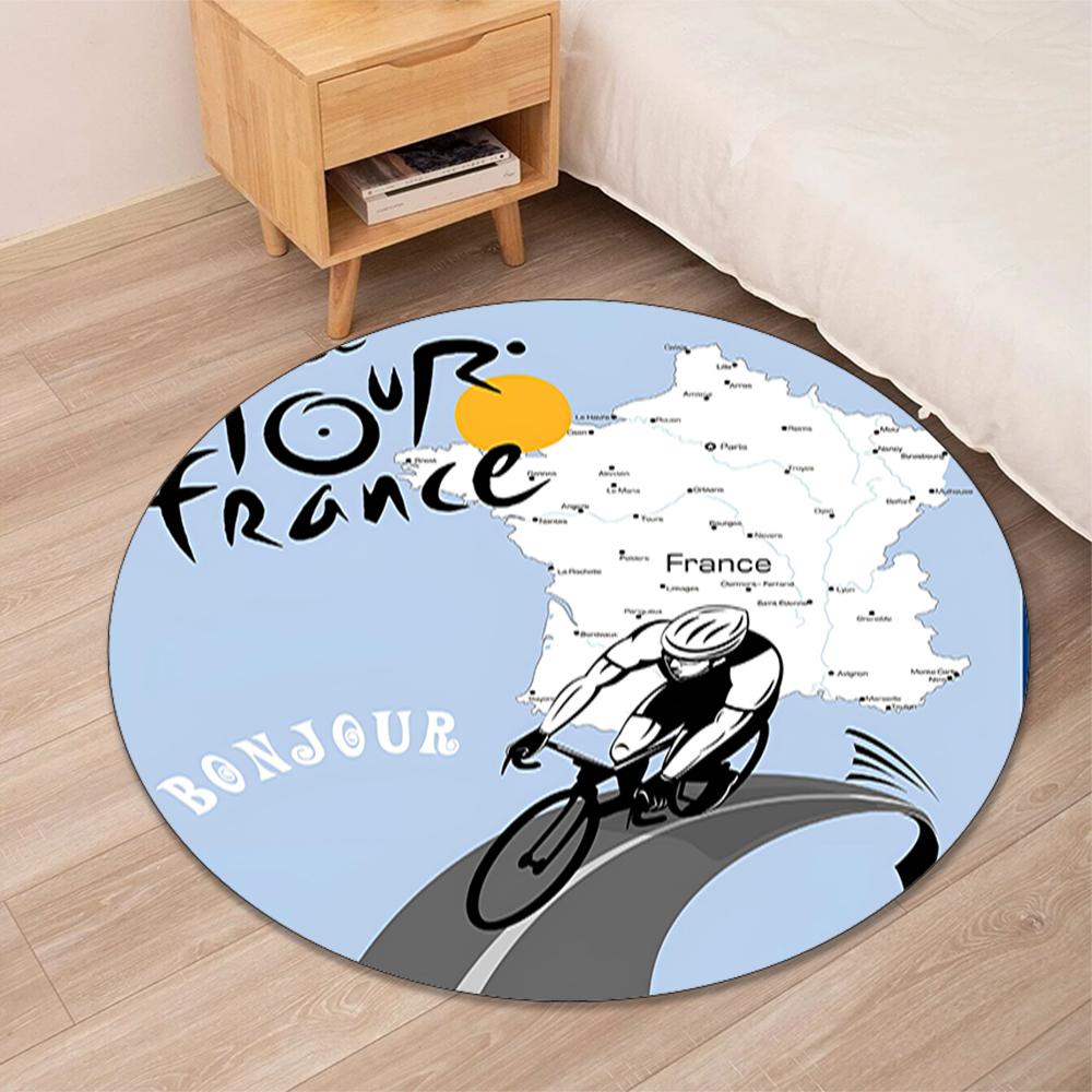 Tour de France Printed Round Rug Carpet Chair Rug Area Rug Entryway Doormats,for Office Chair Living Room Bedroom Kitchen Room.