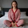 Pajama Set with Checkered Print for Home Wear