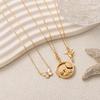 Simple Butterfly Bird Open And Close Round Album Pendant Gold Titanium Steel Necklace Electroplated Copper 18K Real Gold