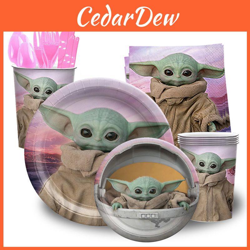Yoda Kids Theme Birthday Party Decor Supply With Plates Cups Banner Balloons**