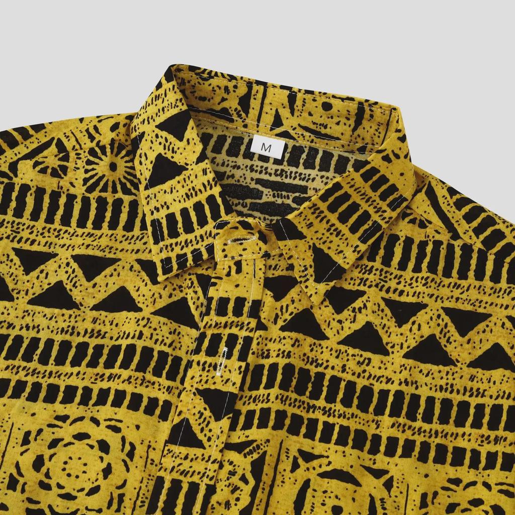 Men's Ethnic-Style Floral Short-Sleeved Shirt - 2024 Summer Collection, Plus Sizes Available