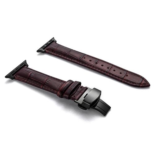 Leather strap for Apple watch band 44mm 40mm 45mm 41mm 49mm 42mm 38mm Butterfly buckle Bracelet iwatch serie 3 5 6 se 7 8 ultra