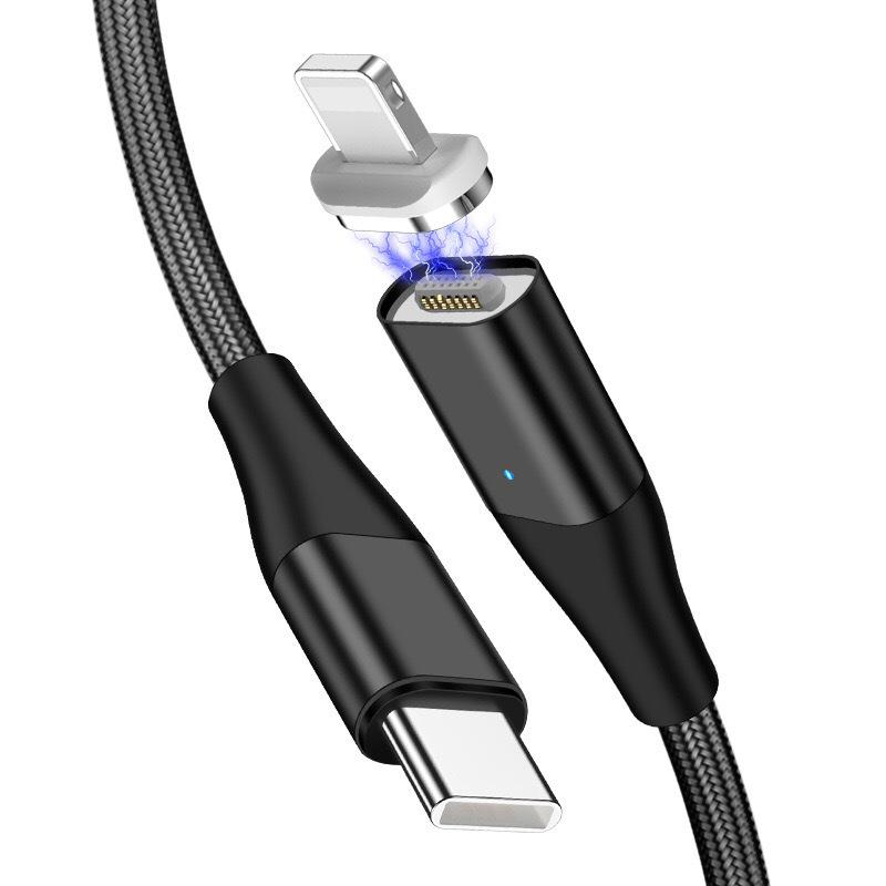 PD18W Magnetic Fast Charging USB Type-C to Lightning Cable for Apple Devices 1m Red Type-C + Apple Magnetic Head