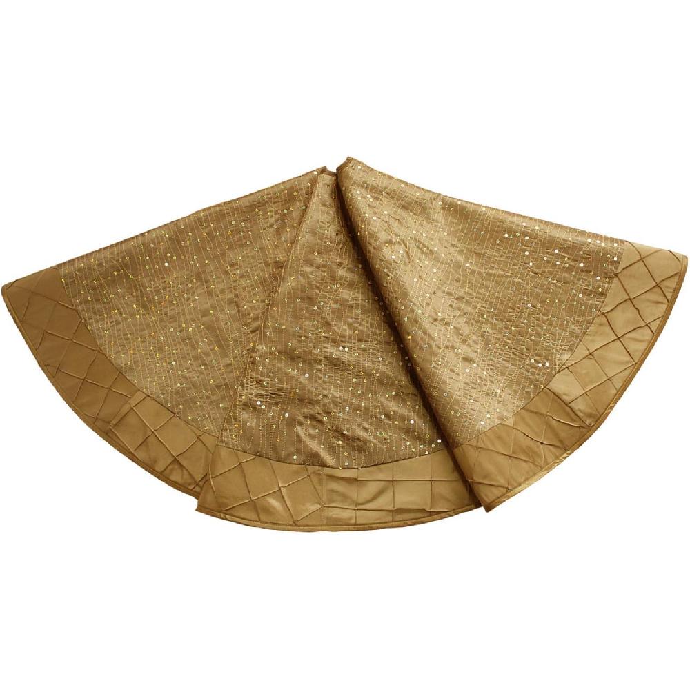 

36 Золотая Искусственный шелк Блеск Глиттер Пайетки Центр, Ручная работа Плиссированная кайма Юбка для рождественской елки