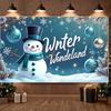 Wonderland Backdrop Winter Snowman Banner Christmas Banner Colorful Ornaments Winter Wonderland Banner For Winter Party Family