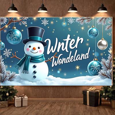Fundo Wonderland Faixa Boneco de Neve de Inverno Faixa de Natal Enfeites Coloridos Faixa de País das Maravilhas de Inverno Para Festa de Inverno Família